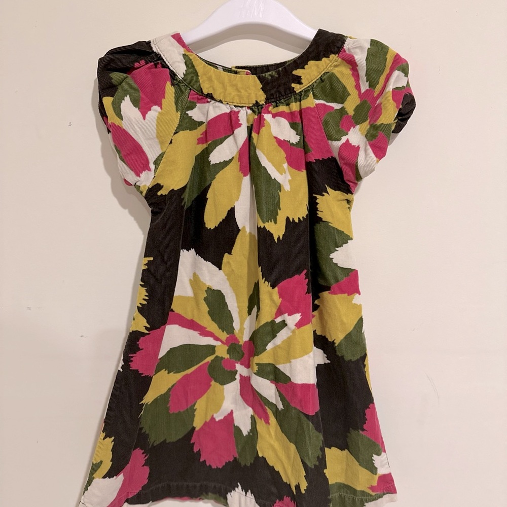 Girls floral corduroy dress